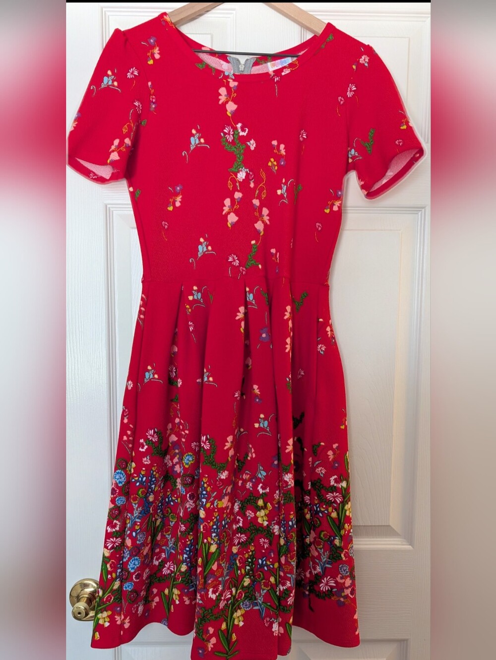 LuLaRoe Red Floral V-Neck Top